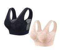 ZDOUXUAN Soutien-Gorge Gainant et releveur en Coton sans Boutons, Confortable, sans Armatures, for Femmes Plus âgées(2PC-A,XL)