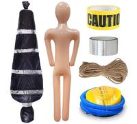 ZDQC Cadavre suspendu pour Halloween, sac mortuaire prop, faux cadavres, accessoires d'Halloween avec ruban d'avertissement et pompe à air, atmosphère effrayante maison hantée décorative