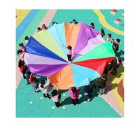 ZDQDMJ Parachute Parachute De Jeu 2-12 M avec Sac De Transport, Jeu Familial dans La Cour Arrière, Activité pour Journée Sportive Scolaire(6m/20ft)