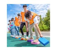 ZDQDMJ Pierre de Rivière Jeu d'entreprise des Pierres De Gué, Team Building en Extérieur, Fête Intérieure/extérieure pour Adultes Et Enfants(Yellow 23x15x5cm)