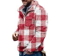 ZDSUHYIW Chemise de bûcheron pour homme - Chemise thermique Sherpa - Veste polaire - Coupe droite - Chemise de loisirs - Chemise à carreaux - Chemise boutonnée - Sweat-shirt chaud vintage avec poche