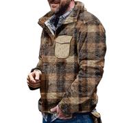 ZDSUHYIW Chemise de bûcheron pour homme - Chemise thermique Sherpa - Veste polaire - Coupe droite - Chemise de loisirs - Chemise à carreaux - Chemise boutonnée - Sweat-shirt chaud vintage avec poche