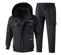 ZDSUHYIW Combinaison de pluie, de moto, pour homme, 2 pièces, veste de transition, veste de pluie, pantalon cargo tactique, pantalon cargo chaud, ensemble d'uniforme militaire, vêtements de chasse