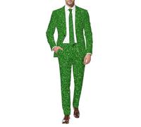 ZDSUHYIW Costume à paillettes pour homme - Métallique brillant - Blazer disco à paillettes - Ensemble rétro punk Party Oufits - 2 pièces - Veste et pantalon à paillettes - Pour boule disco - Fête