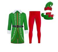 ZDSUHYIW Costume d'elfe pour homme - Costume d'elfe de Noël pour homme - Costume de carnaval avec chapeau, chaussette, surchaussette, ceinture, cosplay, fête, carnaval, robe pour adulte - Costume