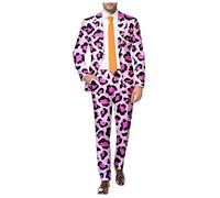 ZDSUHYIW Costume d'Halloween pour homme - Blazer imprimé léopard - Veste blazer décontractée à manches longues - Vestes de costume légères avec pantalon - Fête - Loisirs - Veste léopard - Veste