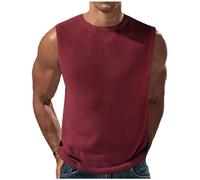 ZDSUHYIW Maillot de corps de sport pour homme à col roulé sans manches - Débardeur de sport - Débardeur d'entraînement - Bodybuilding - Fitness - Été - Plage, P2 vin, M