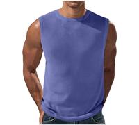 ZDSUHYIW Maillot de corps de sport pour homme à col roulé sans manches - Débardeur de sport - Débardeur d'entraînement - Bodybuilding - Fitness - Été - Plage, P2 bleu, M