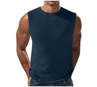 ZDSUHYIW Maillot de corps de sport pour homme à col roulé sans manches - Débardeur de sport - Débardeur d'entraînement - Bodybuilding - Fitness - Été - Plage, P2 bleu marine, M