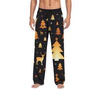 ZDSUHYIW Pantalon de pyjama de Noël pour homme - Pantalon long de pyjama - Pantalon de pyjama droit - Pantalon de loisirs - Pantalon de Noël, or, M