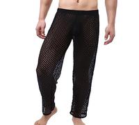 ZDSUHYIW Pantalon en maille respirant sexy transparent pour homme - Collants thermiques transparents - Chic - Pantalon transparent en maille - Legging de plage - Bikini Cover up, Noir , XL