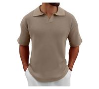 ZDSUHYIW Polo en tricot pour homme - Coupe droite - Stretch - Manches courtes - Couleur unie - Chemisier décontracté à revers - Chemise de travail - Col en V - Chemise d'été respirante - Chemise