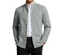 ZDSUHYIW Sakko Veste pour homme Coupe droite Style chinois Tang Costume lin Manches longues Vestes de smoking Vintage Col montant Élégante veste de costume d'hiver pour homme Veste d'extérieur, vert