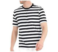 ZDSUHYIW T-shirt pour homme large rayé en coton à manches courtes - T-shirt d'été à rayures - Abeille jaune - T-shirt de loisirs - Coupe droite - T-shirt d'entraînement, Noir , L