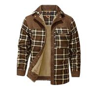 ZDSUHYIW Veste d'hiver pour homme - Chemise à carreaux doublée - Chemise thermique - Chemise en flanelle - Chemise de bûcheron - Veste thermique pour l'extérieur - Veste polaire avec plusieurs poches