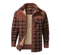 ZDSUHYIW Veste d'hiver pour homme - Chemise à carreaux doublée - Chemise thermique - Chemise en flanelle - Chemise de bûcheron - Veste thermique pour l'extérieur - Veste polaire avec plusieurs poches