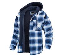 ZDSUHYIW Veste en flanelle pour homme - Doublée - Veste d'hiver - Manches longues - Veste à capuche moelleuse à carreaux - Veste polaire en coton - Automne Hiver - Coupe-vent - Chemise en flanelle