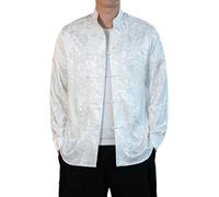 ZDSUHYIW Vêtements chinois pour hommes - Tang Suit traditionnel des deux côtés - Veste à manches longues - Arts martiaux - Kung Fu - Costumes nationaux - Tangzhuang, Blanc., 5XL