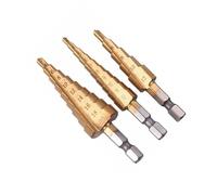 ZDVHOMCB 3pcs Hss Steel Titanium Step Drill Bits 3-12mm 4-12mm 4-20mm Step Cone Cutting Tools Steel Woodworking Wood Metal Drilling Set ZDVHOMCB