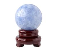 ZDVHOMCB Blue Celestite Crystal Ball Celestine Sphere Quartz Fengshui Home Decoration with Base,55~60mm