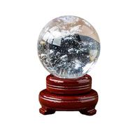 ZDVHOMCB Clear Quartz Crystal Ball with Stand, Gemstone Fortune Teller, Stone Feng Shui Witch Wicca Decoration,140mm