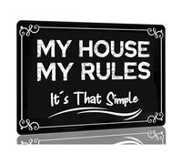 ZDVHOMCB Its That Simple Sign My House My Rules Funny Tin Sign for Garage Backyard Man Cave Decor Humorous Wall-Art Rustic Metal Plaque 8 X 12 in