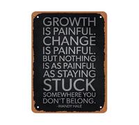 ZDVHOMCB Progress Mindset Metal Sign Stay Unstuck Quote Minimalist Black Typography for Classroom Living Room 8 X 12 in