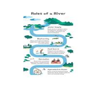 ZDVHOMCB River Habitat Poster Water Cycle Biodiversity Art | Ecology classroom guide, freshwater species chart, student learning aid(Unframed,12X18inch(30X45cm))