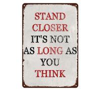 ZDVHOMCB Stand Closer Its Not As Long As You Think Metal Sign Funny Bathroom Rules Vintage Wall Decor for Toilet Restroom 8 X 12 inch