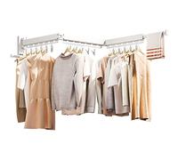 ZdwCyl Cintre Mural pour vêtements, séchoir à Linge, Support Mural, séchoir à vêtements, rétractable, Pliable (triples), avec Trous et Clips Coupe-Vent, Couleur Blanche