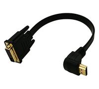 zdyCGTime 0,3 m Plat Haut débit fin bidirectionnelle DVI (24 + 1) mâle vers jusqu'à angle de 90 degrés HDMI mâle câble adaptateur