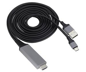 zdyCGTime 2 en 1 USB Type C 3.1 et USB 2.0 A vers HDMI 4K@30Hz HDTV Câble de Sortie Audio-Vidéo Miroir pour Android, MacBook, iPad, Thunderbolt 3 (2m / USB C Noir)