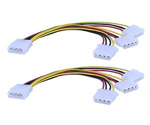zdyCGTime 2-Pack Molex 4 Broches d'alimentation Y Splitter Cable - 3 Femelle vers 1 Mâle (20,3 cm)