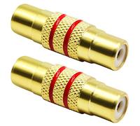 zdyCGTime 2 pièces Adaptateur de coupleur Audio/vidéo RCA Femelle à RCA plaqué Or Adaptateur de coupleur vidéo et Audio en métal.(Cercle Rouge 1 Or RCA)