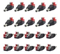zdyCGTime 20 Pack DC Mâle 5.5mm X 2.1mm Adaptateur sans Soudure, DC Mâle à 2 Broches Bornes à Sertir à Ressort 12V 5A Power Converter pour LED Light, Caméra CCTV, Système de Sécurité,Etc.