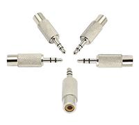 zdyCGTime 3pôles 3,5mm (1/8'') mâle vers RCA Femelle connecteur Adaptateur stéréo,Adaptateur Audio RCA vers 3,5mm,Compatible avec Haut-parleurs,téléphones, mp3 et Autres appareils.(Argent/5pièces)