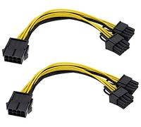 zdyCGTime 8broches à Double câble d'alimentation 8 Broches (6 + 2) Broches câble de Carte vidéo Graphique,18AWG GPU VGA Femelle vers Double câble d'alimentation répartiteur en Y mâle PCI-E,(2Pièce)