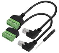 zdyCGTime 90 degrés (pli à droite) RJ45 mâle à 8PIN Fil sans soudure de bornier DVR Ethernet Connecteur RJ45 Borne à Vis Adaptateur Câble Cat7 Cat6 Cat5 Ethernet Câble(2Pièces/30 cm)