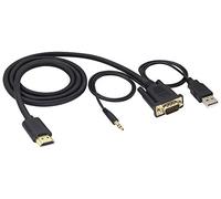 zdyCGTime Adaptateur HDMI mâle vers VGA mâle Full HD 4k 1080P,avec câble USB/3,5mm,câble audio et vidéo HDMI VGA d'interface plaqué or,compatible avec portable,projecteur,PC,DVD,HDTV,moniteur.(1M)