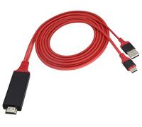 zdyCGTime adaptateur HDMI MHL C type 3.1 câble USB C 3.1 mâle + USB 2.0 a mâle vers HDMI adaptateur 1080p HDTV miroir et câble de charge pour smartphone/tablette/HDTV/moniteur (2m / rouge USB c)