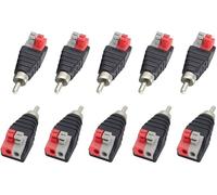 zdyCGTime Bricolage Sans Soudure Haut - Parleur Audio RCA Adaptateur Mâle,RCA Mâle à 2 Broches Ressort Serti Terminal Câble Vidéo équilibre Connecteur Pour CCTV,Surveillance et Sécurité,Etc (10 Pack)