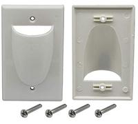 zdyCGTime Bulk Nez Faceplate plaque murale pour câblage 1 gang plaque de câble Interne Gestion convexe Audio Video Cable passer la plaque de nez Blanc (lot de 2)