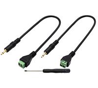 zdyCGTime Câble de connecteur de borne à vis 3,5 mm, (1/8 pouce) 2 broches 3,5 mm TS mono mâle à 2 broches/trou femelle vis de boulon Câble adaptateur de type casque AUX.(30cm/2pièces)