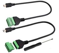 zdyCGTime Câble de Connecteur de Borne Mini-USB, Mini-USB 2.0 Mâle à 5 Broches/Voie Boulons-Femelle avec Bornes Blindées, Câble de Connecteur d'adaptateur Enfichable (30CM/2 Paquet)