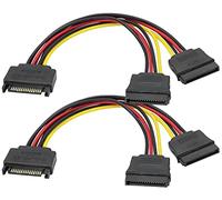 zdyCGTime Câble Répartiteur SATA 15 Broches 1 point 2 Y,Câble D'extension SATA 1 Mâle vers 2 Femelles,15Broches du Cordon D'alimentation du Lecteur Optique du Disque dur de Bureau.(2Pièces)