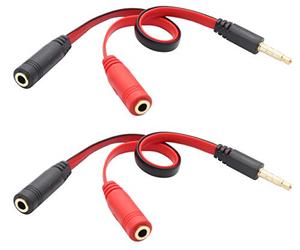 zdyCGTime Câble séparateur audio en Y 3,5mm, adaptateur de microphone pour casque audio AUX 4 broches 3,5mm mâle à 2x3,5mm femelle, utilisé pour les smartphones, tablettes, MP3, MP4. (20 cm)