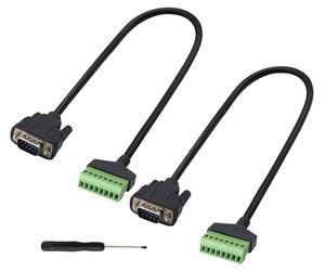 zdyCGTime DB9 Mâle à 8 Bornes à vis Câble Sans Soudure Traversant DB9 D-Sub VGA 9 Broches RS232 Mâle Rallonge Série Pour Ordinateur Hôte ou Dispositif D'affichage (30CM/M-2 Pack)