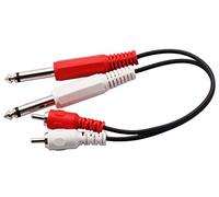 zdyCGTime double câble d'extension de convertisseur audio AUX mâle de 6,35mm(1/4 pouce) TS révolution à 2RCA mâle,utilisé pour le mélangeur de microphone,l'amplificateur de mixage,etc.(25cm/1pc)