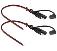 zdyCGTime Fiche SAE pour panneau solaire,Câble d'extension SAE 12V 2broches SAE avec capuchon anti-poussière,Câble d'extension de connecteur SAE 18AWG pour motos,voitures,tracteurs,etc.(2Pièces/30cm)