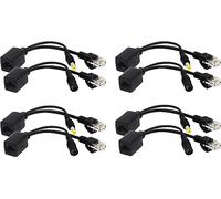 zdyCGTime Kit d'injecteur PoE Passif et séparateur PoE avec Ethernet RJ45 et Alimentation Via Un connecteur Adaptateur F/M 5,5 x 2,2 mm （Noir 4 Paires